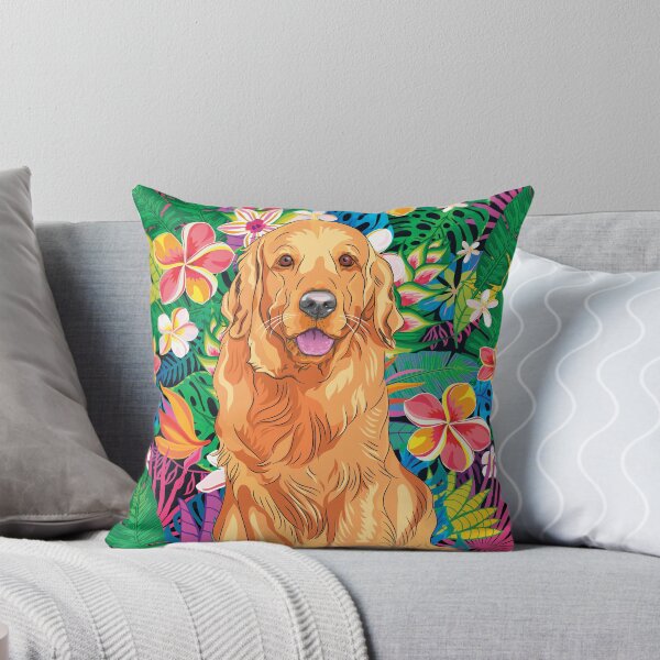 Item preview, Golden Retriever Summer Tropical Flowers designed and sold by Uppercase Tees.