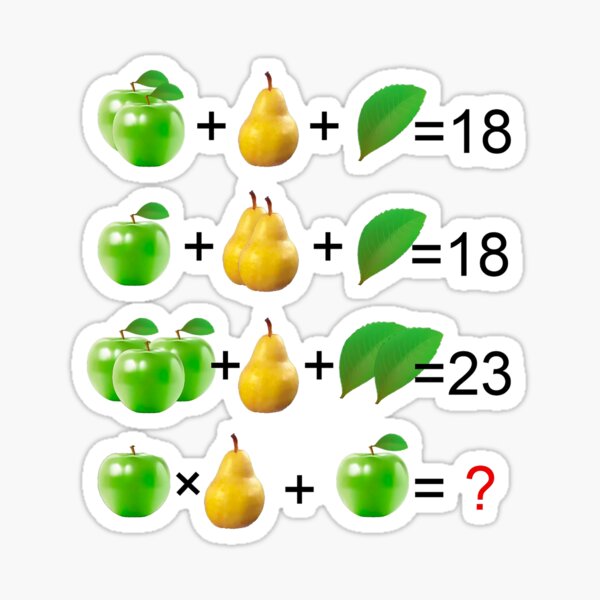 "Solve The Puzzle With Apples, Pears And Leaves" Sticker for Sale by