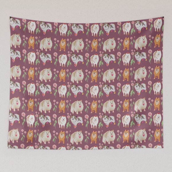 Item preview, Mittelspitz - Cute Tan and White Dog Illustration Pattern  designed and sold by TheRainbowRoom.