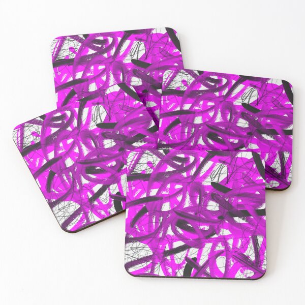 Item preview, Bright Neon Pink Graffiti Abstract Art Oil Painting Design Print Pattern designed and sold by hopecope.