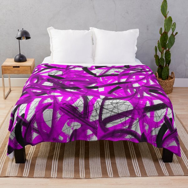 Item preview, Bright Neon Pink Graffiti Abstract Art Oil Painting Design Print Pattern designed and sold by hopecope.