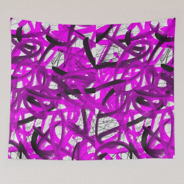 Item preview, Bright Neon Pink Graffiti Abstract Art Oil Painting Design Print Pattern designed and sold by hopecope.