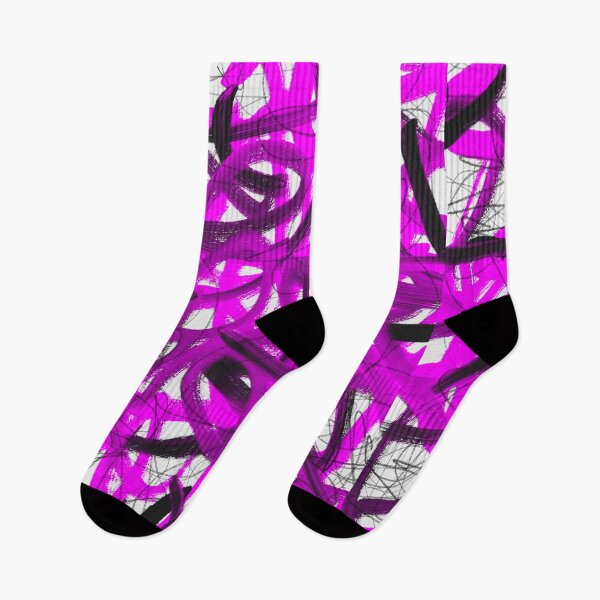 Item preview, Bright Neon Pink Graffiti Abstract Art Oil Painting Design Print Pattern designed and sold by hopecope.