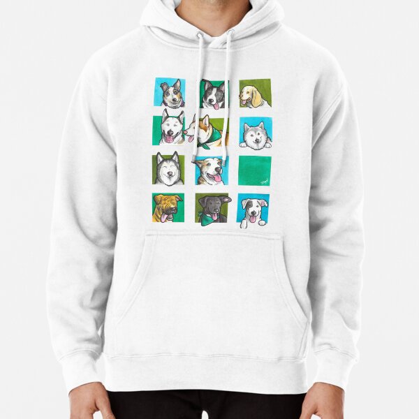 Sled dog squares Pullover Hoodie
