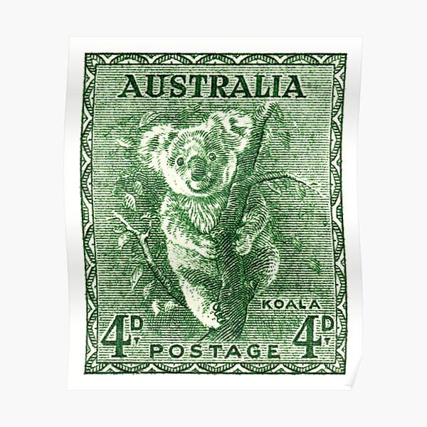 1940 Australia Koala Postage Stamp Poster