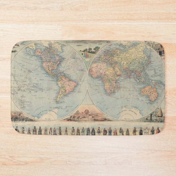 Item preview, Old Map of the World in 1880. designed and sold by ganje.