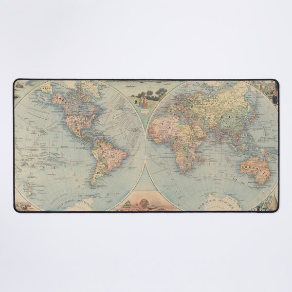 Old Map of the World in 1880. Desk Mat