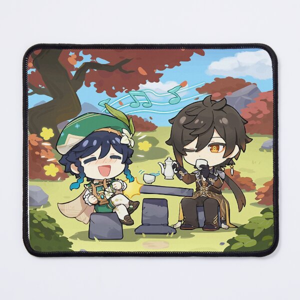 Item preview, Genshin Impact Official Artwork - Venti and Zhongli Drinking Tea at Adepti's Table designed and sold by Krimsy.