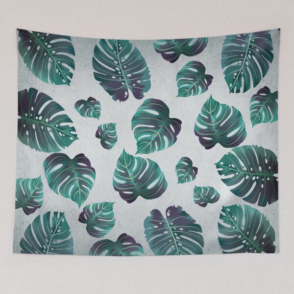 Item preview, Monstera Leaves Seamless Pattern Retro Vintage Cool Blue Texture  designed and sold by HStudioPrints.
