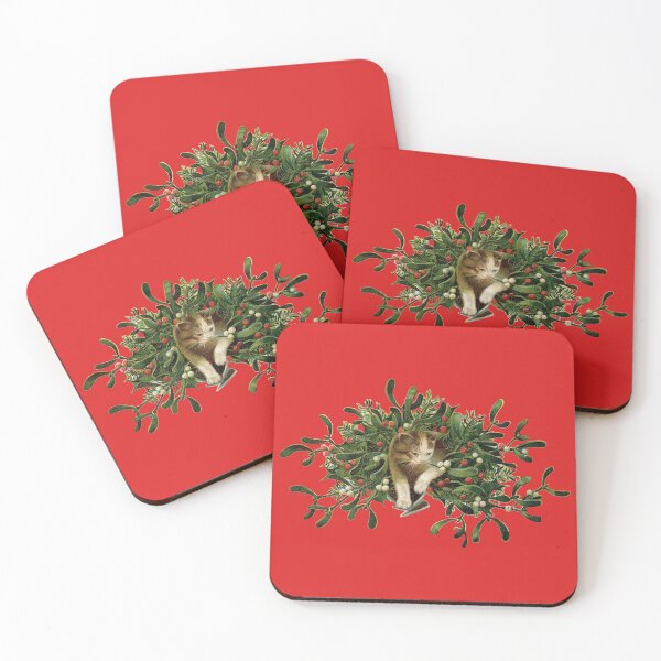 Item preview, Cute Christmas mistletoe cat designed and sold by RedThorThreads.