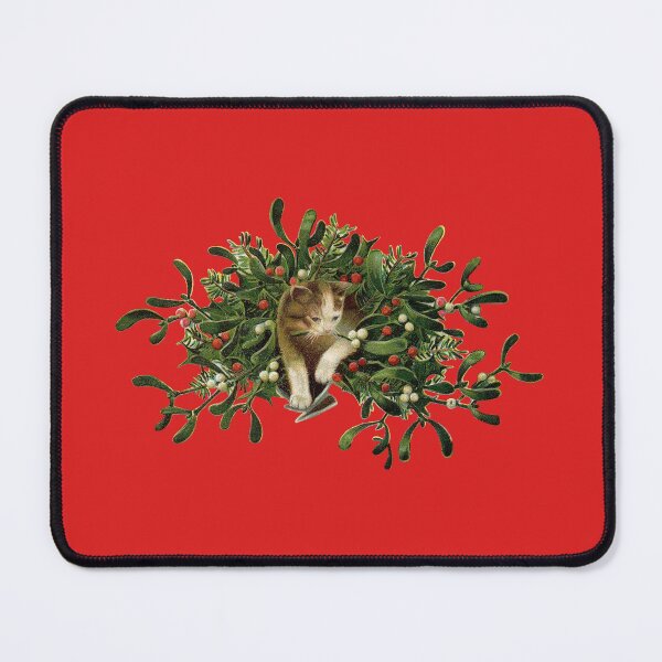 Item preview, Cute Christmas mistletoe cat designed and sold by RedThorThreads.