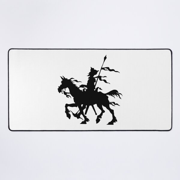 Don Quixote of La Mancha and Rocinante | Don Quixote Silhouette | Black and White | Desk Mat