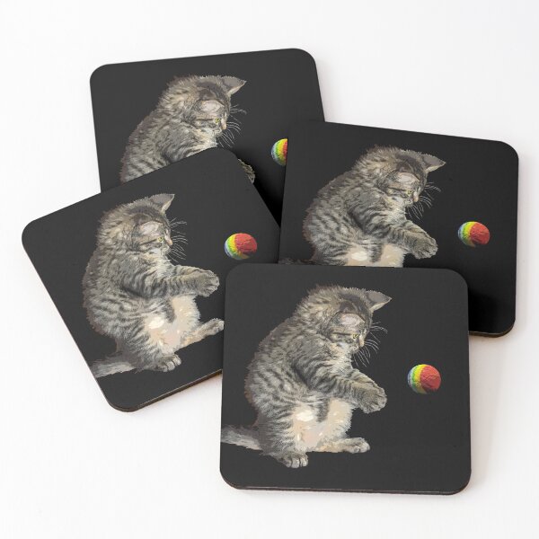 Item preview, Gray baby cat plays with multi-colored ball designed and sold by Astralia.