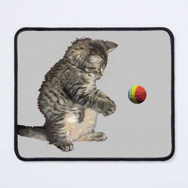 Item preview, Gray baby cat plays with multi-colored ball designed and sold by Astralia.