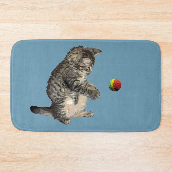 Item preview, Gray baby cat plays with multi-colored ball designed and sold by Astralia.