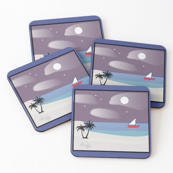 Item preview, Digital Geometric Moon Lit Islandscape Design designed and sold by ThisNThatImages.