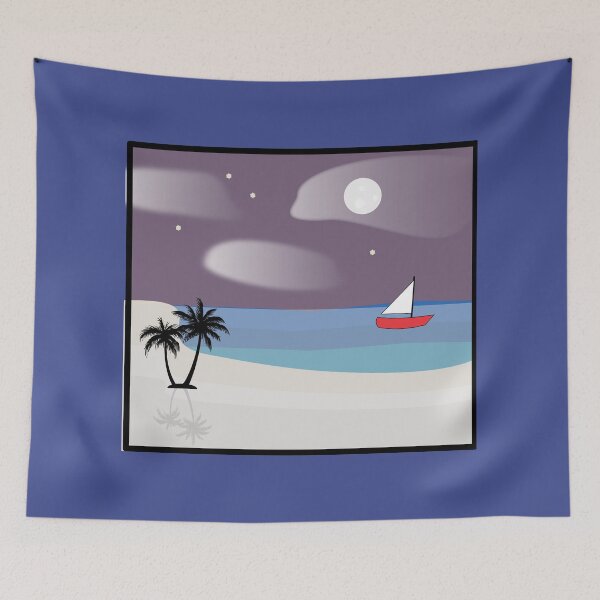 Item preview, Digital Geometric Moon Lit Islandscape Design designed and sold by ThisNThatImages.
