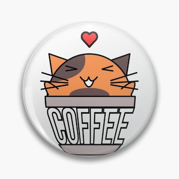 Item preview, Happy cat in coffee cup with warped text heart on head orange and brown designed and sold by CoffeewithKitty.