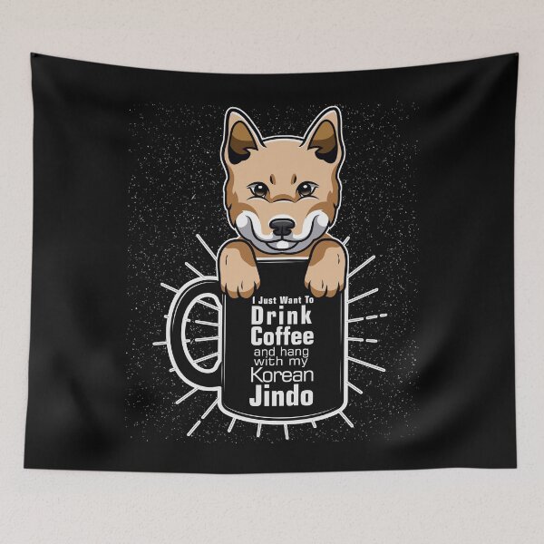 Item preview, Beautiful design perfect for korean jindo owners who loves coffee and dogs. It can be also given as a national dog day(August 26), international coffee day(October designed and sold by PlusPlayStore.