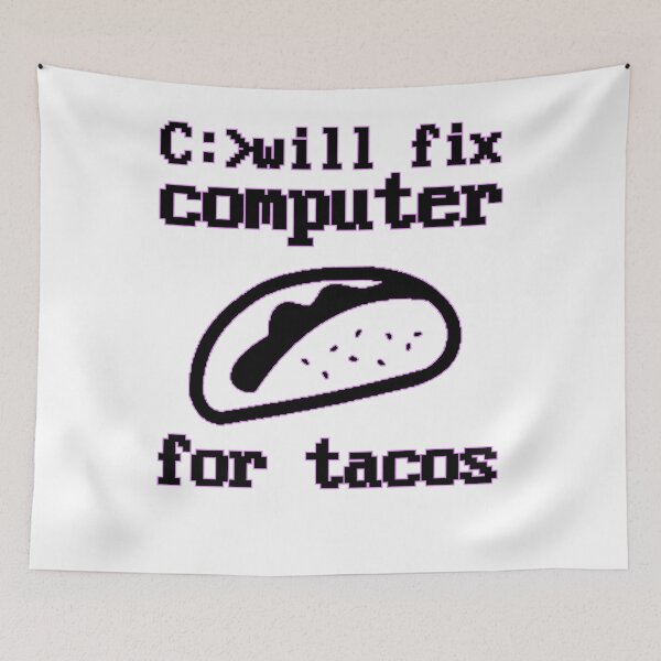 Item preview, Will fix computer for tacos - programmer - nerd culture- black and purple designed and sold by hasbeenz.