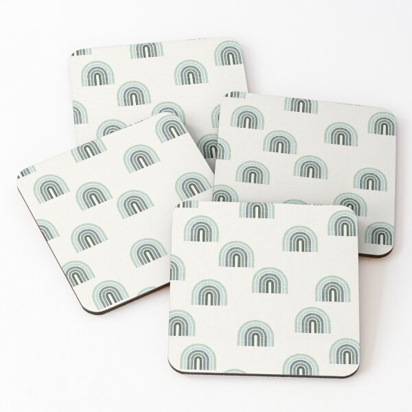 Item preview, Arched Retro Rainbows in Green with linen look texture by Erin Kendal designed and sold by Erin Kendal.