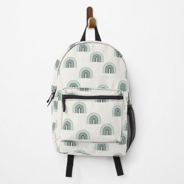 Item preview, Arched Retro Rainbows in Green with linen look texture by Erin Kendal designed and sold by Erin Kendal.