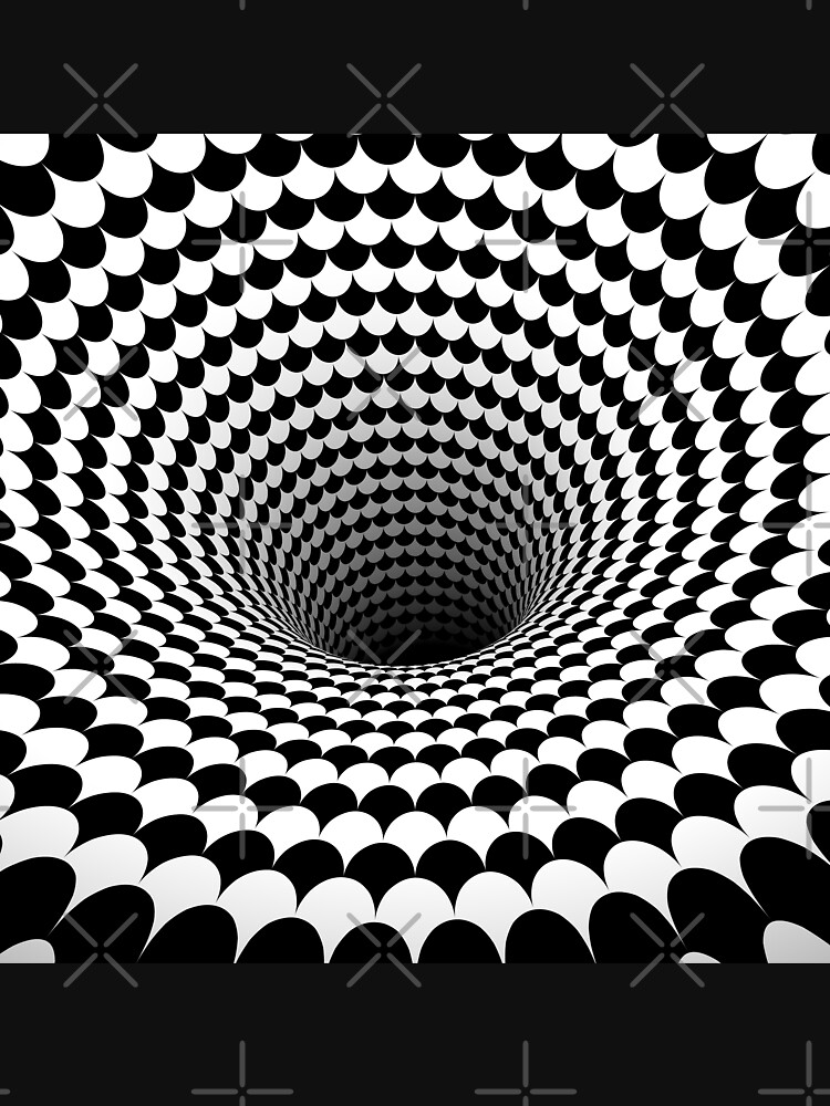 Optical Illusion Black And White Scales Houndstooth Black Hole Vortex T Shirt For Sale By