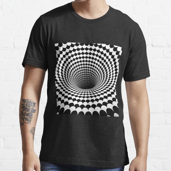 Optical Illusion Black And White Scales Houndstooth Black Hole Vortex T Shirt For Sale By