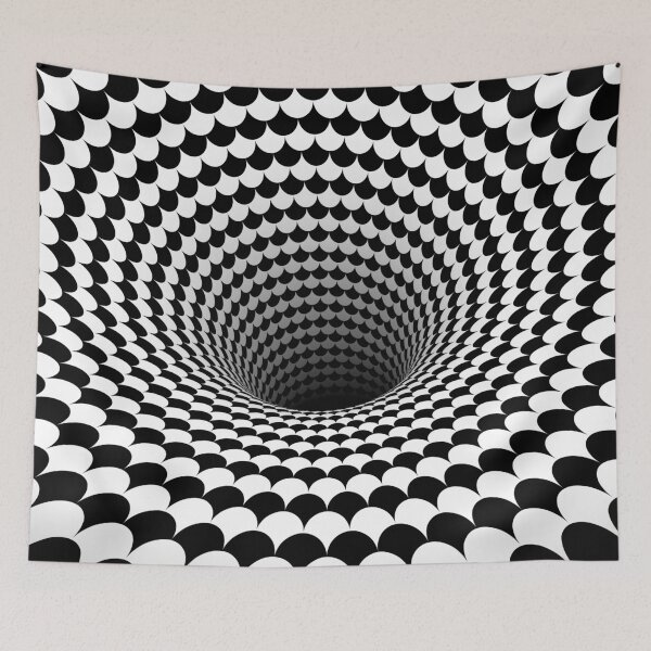 Item preview, Optical Illusion Black and White Scales Houndstooth Black Hole Vortex designed and sold by hyproinc.