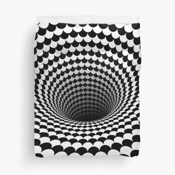 Optical Illusion Black and White Scales Houndstooth Black Hole Vortex Duvet Cover