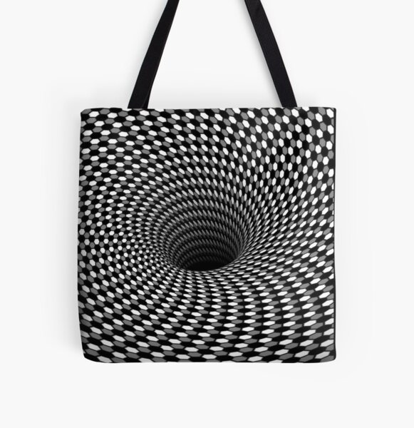 Optical Illusion Diagonal Stripes Face Geometry Pattern (Black