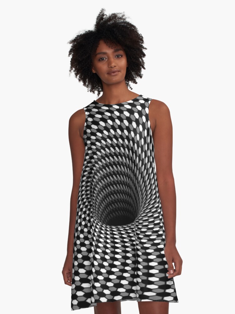 Robe trapèze for Sale avec l'œuvre « Illusion Optique Hexagone Nid