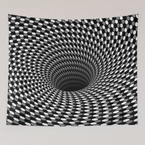 Item preview, Optical Illusion  Hexagon Honeycomb Gray White Black Hole Vortex designed and sold by hyproinc.