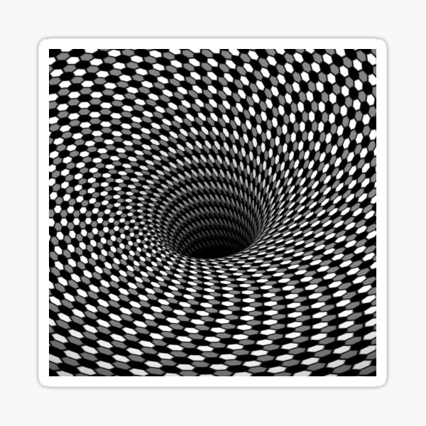 Vista previa del artículo con la obra «Ilusión óptica Hexágono Panal Gris Blanco Negro Agujero Vórtice», diseñado y vendido por hyproinc.