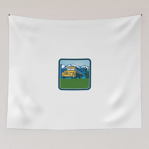 Item preview, School Bus Cactus Mountains Square Retro designed and sold by patrimonio.