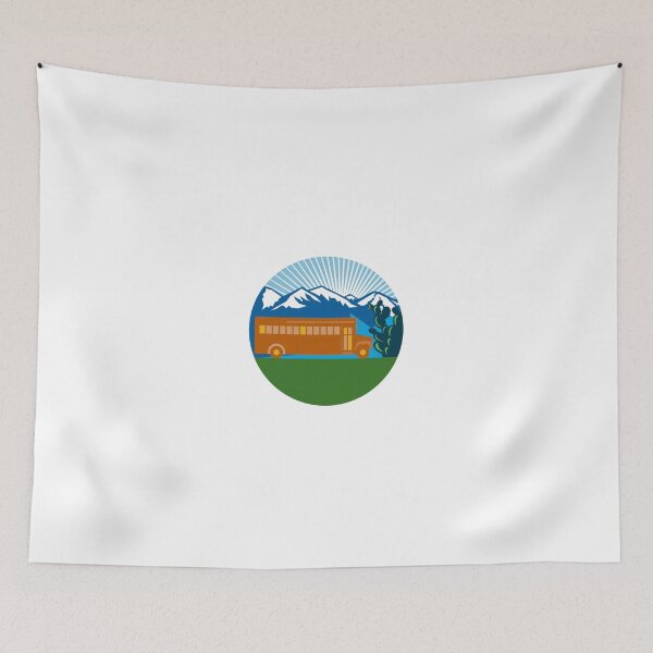 Item preview, School Bus Vintage Cactus Mountains Circle Retro designed and sold by patrimonio.