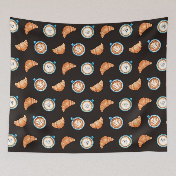 Item preview, Cafe Latte and Croissant Pattern designed and sold by Alicia Chee.