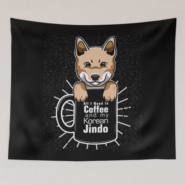 Item preview, Beautiful design perfect for korean jindo owners who loves coffee and dogs. It can be also given as a national dog day(August 26), international coffee day(October designed and sold by PlusPlayStore.