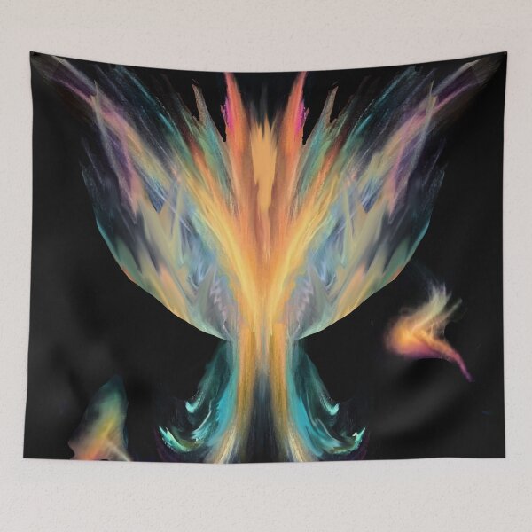 Item preview, goblet of fire and dragonflies, abstract art, radiance, multi-color, spectrum designed and sold by Maria Mihailova.