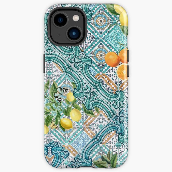 Sicilian lemons and oranges; summer citrus fruit on Mediterranean tiles iPhone Tough Case