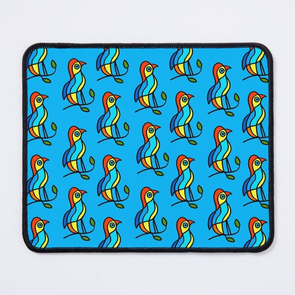 Item preview, Color Birds on a Twigs on Blue Board "Paper Drawings/Paintings"  designed and sold by Istvan Ocztos.