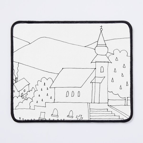 Item preview, Little Village with Church No.: 02 on Light Blue Board "Paper Drawings/Paintings"  designed and sold by Istvan Ocztos.