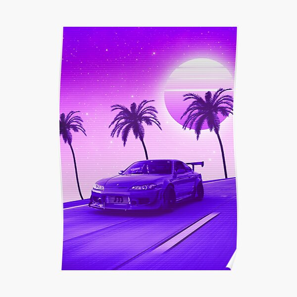 Nissan Silvia Synthwave Poster
