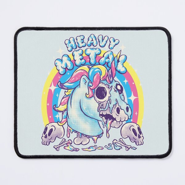 Item preview, Cute Heavy Metal Unicorn - Dead Unicorn Skull Death Thrash Doom Groove Metal Core Cat Hail Satan Cool Rad Parody Humour Headbanger Girl Mom Dad Kid 80s 90s Rock Old Cartoon Art Charcoal Pastel Colors designed and sold by Any Color Designs.