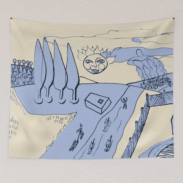 Item preview, Sled Hill on Piliscsev at Winter - beige and blue "Paper Drawings/Painting" designed and sold by Istvan Ocztos.