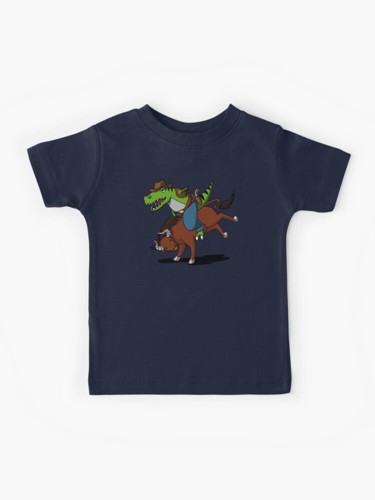 T-Rex Dinosaur Cowboy Riding Rodeo Bull Funny Boys T-Shirt