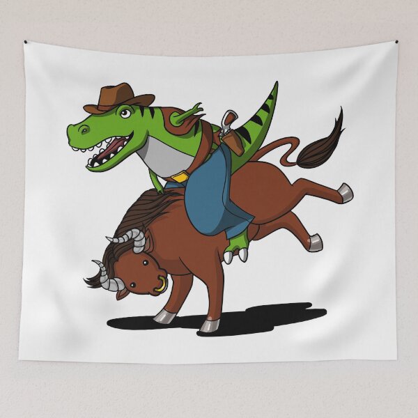 Item preview, T-Rex Dinosaur Cowboy Riding Bull designed and sold by underheaven.