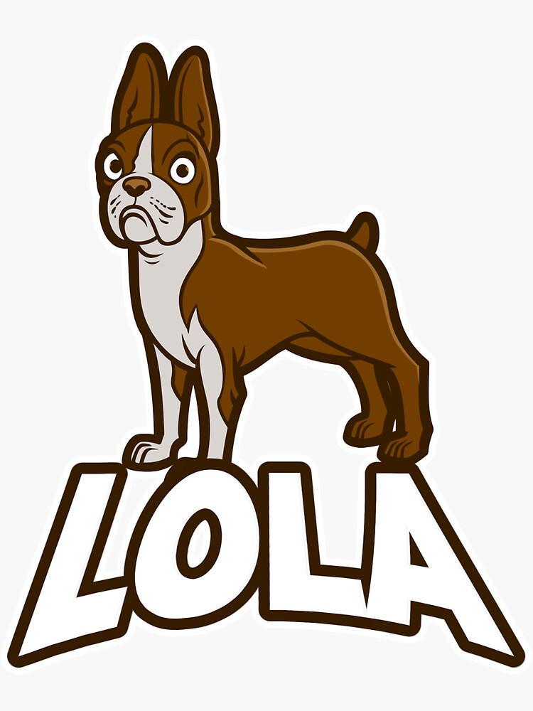 "Brown / White French Bulldog Puppy Dog Named Lola" Sticker for Sale by