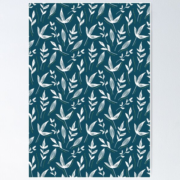 Item preview, Blue and white leaves pattern designed and sold by autumnchu.