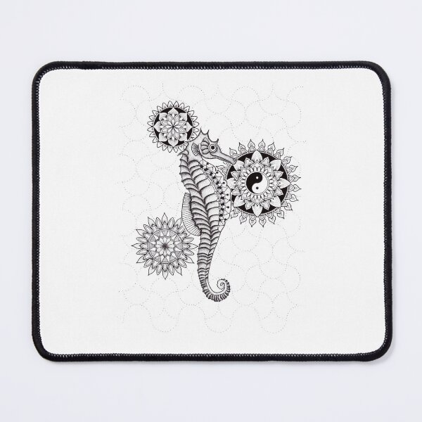 Item preview, Seahorse mandala in pen and ink dotwork designed and sold by René Voortwist Pen and Ink art.
